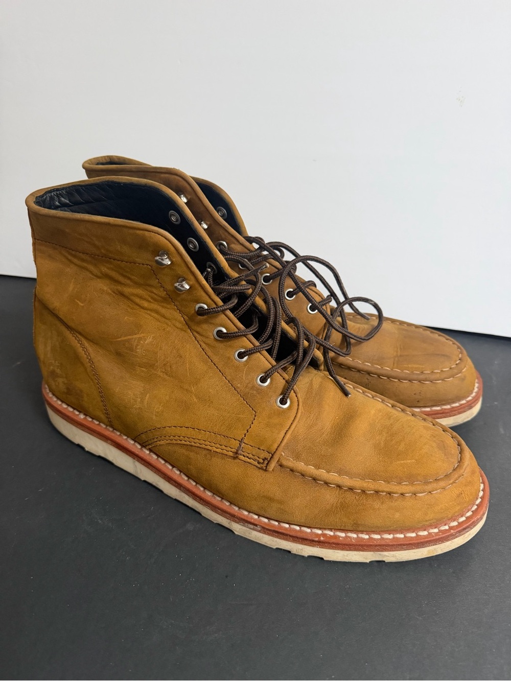 Thursday Men's Tan Leather Moc Toe Lace-Up Boots Size 14